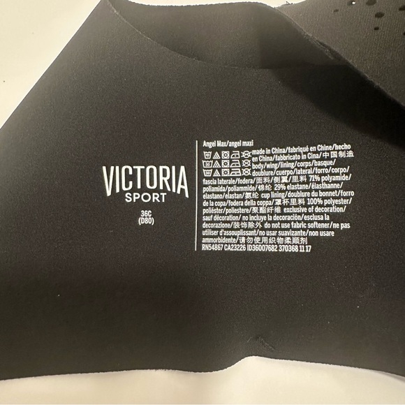 Victoria Sport Black Angel Athletic Bra Back Hook Size 36C - Picture 5 of 5